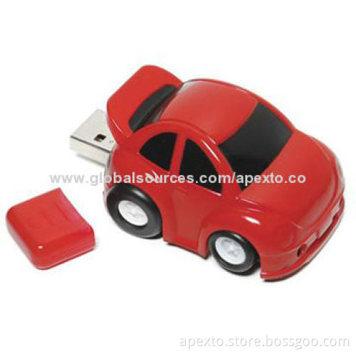 Mini Car-shaped USB Flash Drive, Customized Packaging Types/Logos Accepted, 256MB to 32GB